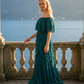 Limsa Club Seraphine Off-Shoulder Evening Gown in Olive Green — back view