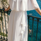 Limsa Club Daila A-Line Maxi Chiffon Dress in Bone — full-length view
