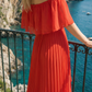 Limsa Club Daila A-Line Maxi Chiffon Dress in Red — close-up detail