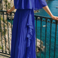 Limsa Club Daila A-Line Maxi Chiffon Dress in Sax Blue — full-length view