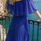 Limsa Club Daila A-Line Maxi Chiffon Dress in Sax Blue — close-up detail