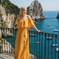 Limsa Club Daila A-Line Maxi Chiffon Dress in Yellow — front view