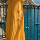 Limsa Club Daila A-Line Maxi Chiffon Dress in Yellow — full-length view