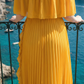 Limsa Club Daila A-Line Maxi Chiffon Dress in Yellow — close-up detail
