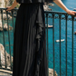 Limsa Club Daila A-Line Maxi Chiffon Dress in Black — full-length view