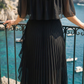 Limsa Club Daila A-Line Maxi Chiffon Dress in Black — close-up detail