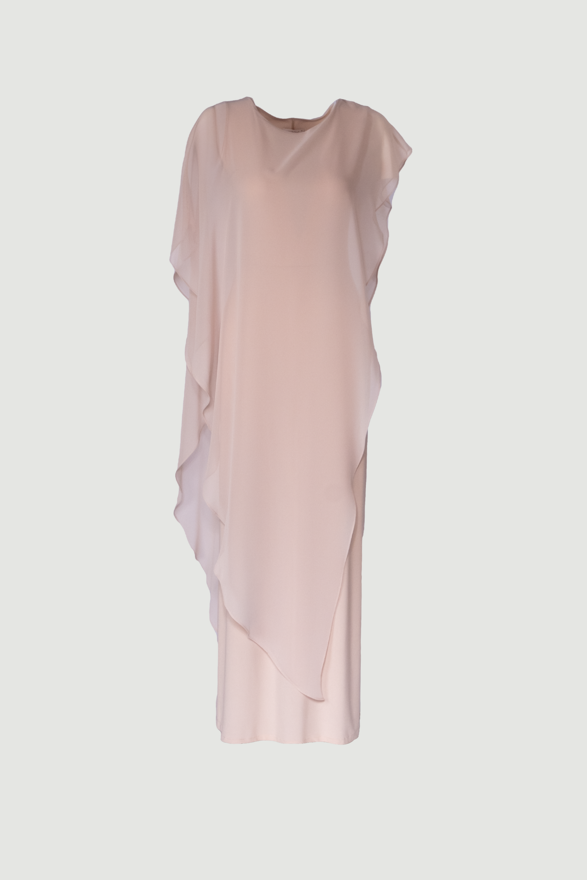 Limsa Club Celeste Kaftan Maxi Chiffon Dress in Mink — front view