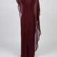 Limsa Club Celeste Kaftan Maxi Chiffon Dress in Burgundy — product still life
