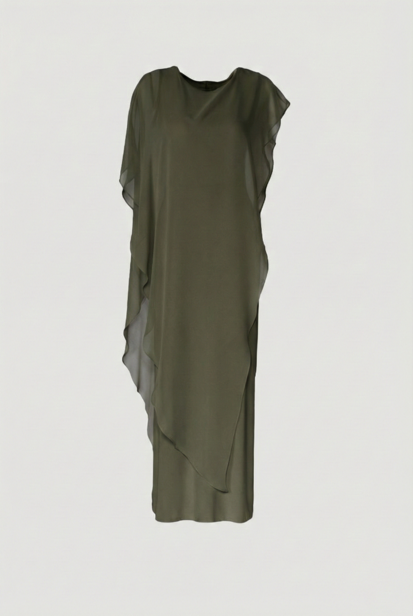 Limsa Club Celeste Kaftan Maxi Chiffon Dress in Khaki — product still life