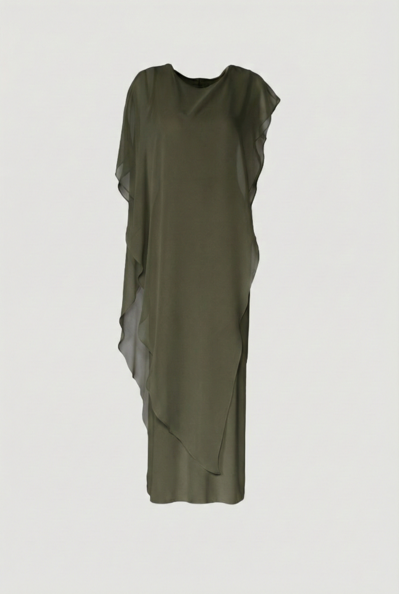 Limsa Club Celeste Kaftan Maxi Chiffon Dress in Khaki — product still life