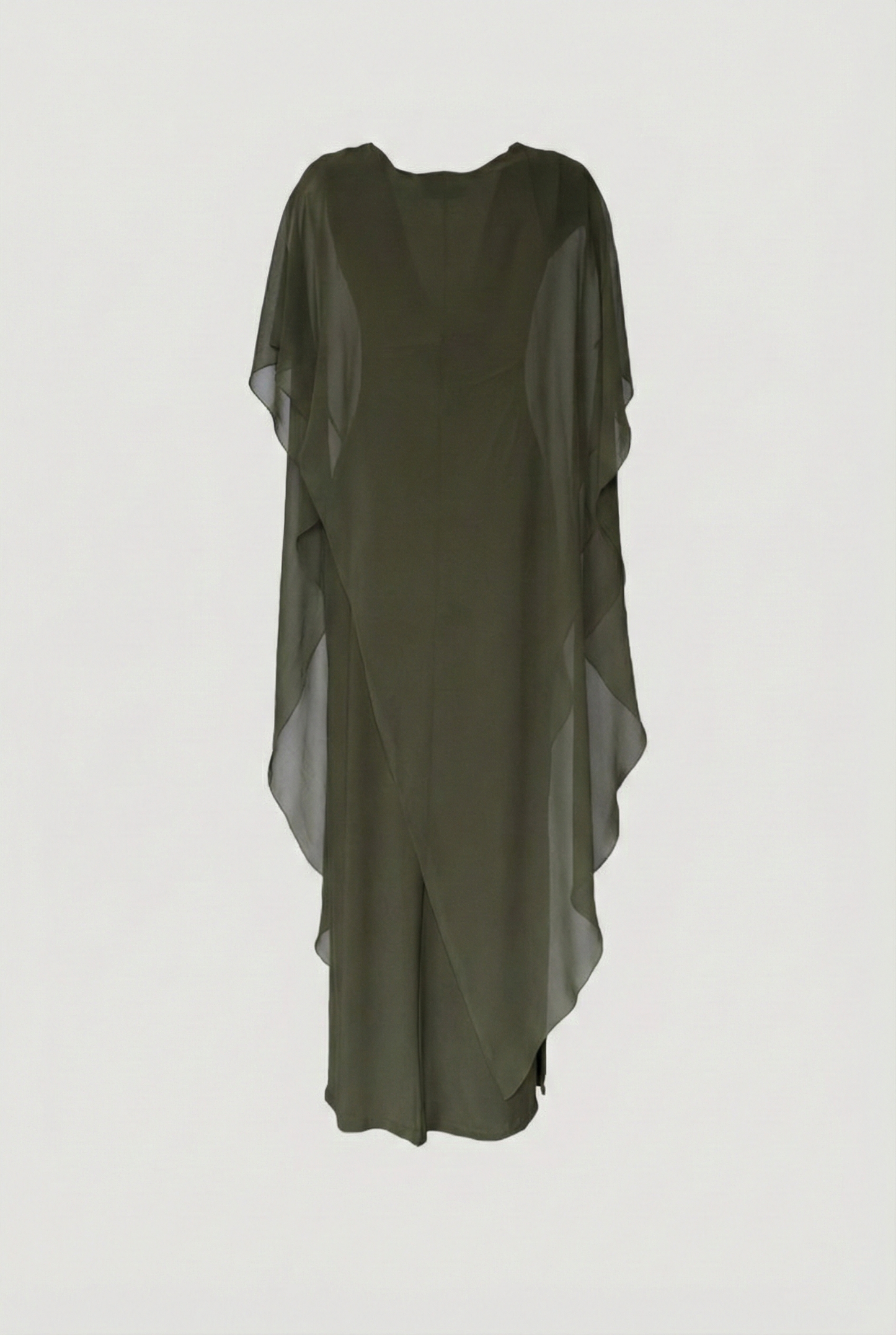 Limsa Club Celeste Kaftan Maxi Chiffon Dress in Khaki — product still life