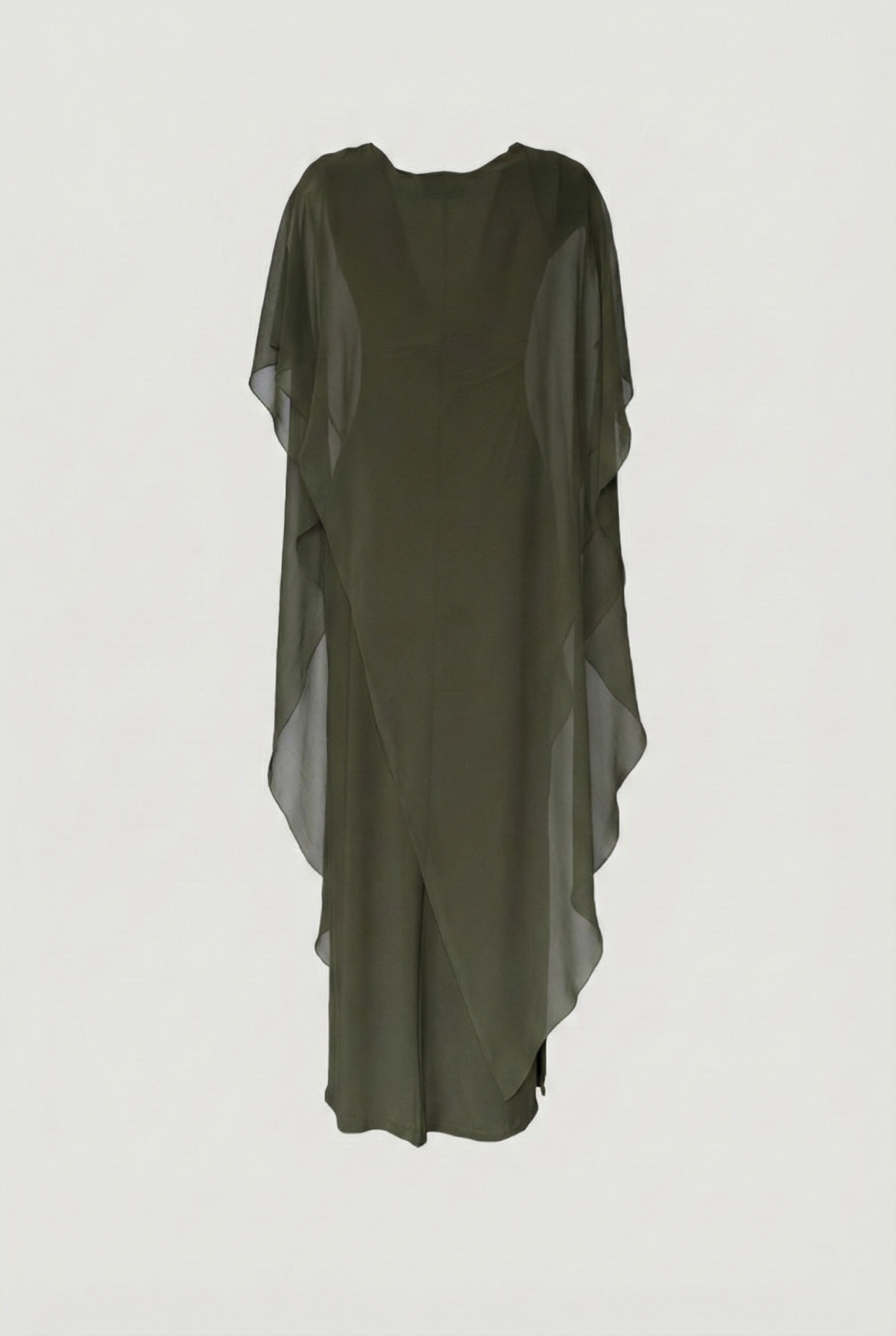 Limsa Club Celeste Kaftan Maxi Chiffon Dress in Khaki — product still life