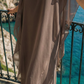 Limsa Club Celeste Kaftan Maxi Chiffon Dress in Brown — full-length view