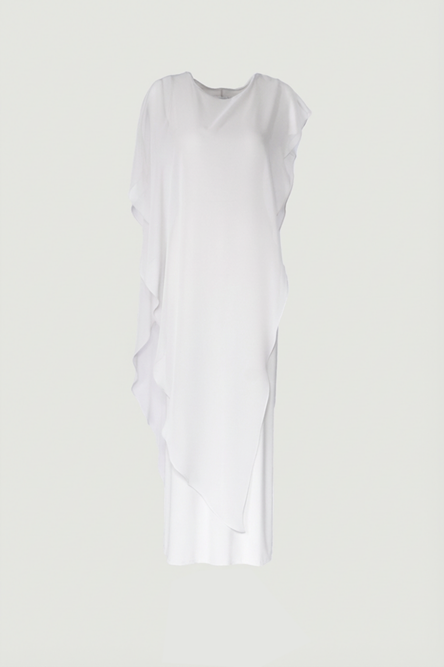 Limsa Club Celeste Kaftan Maxi Chiffon Dress in Bone — front view