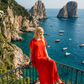 Limsa Club Celeste Kaftan Maxi Chiffon Dress in Red — back view