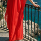 Limsa Club Celeste Kaftan Maxi Chiffon Dress in Red — full-length view