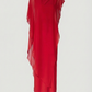 Limsa Club Celeste Kaftan Maxi Chiffon Dress in Red — product still life