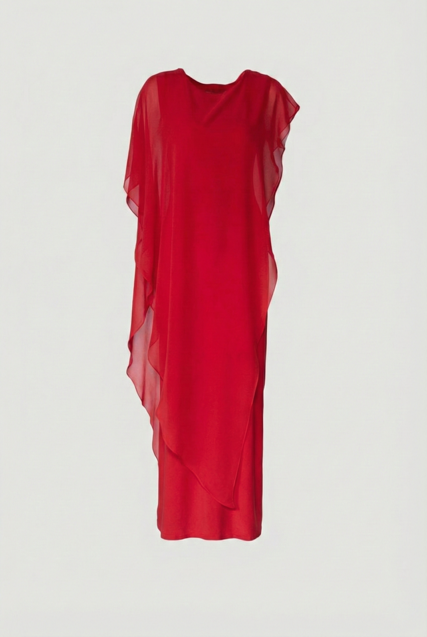 Limsa Club Celeste Kaftan Maxi Chiffon Dress in Red — product still life