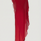 Limsa Club Celeste Kaftan Maxi Chiffon Dress in Red — product still life