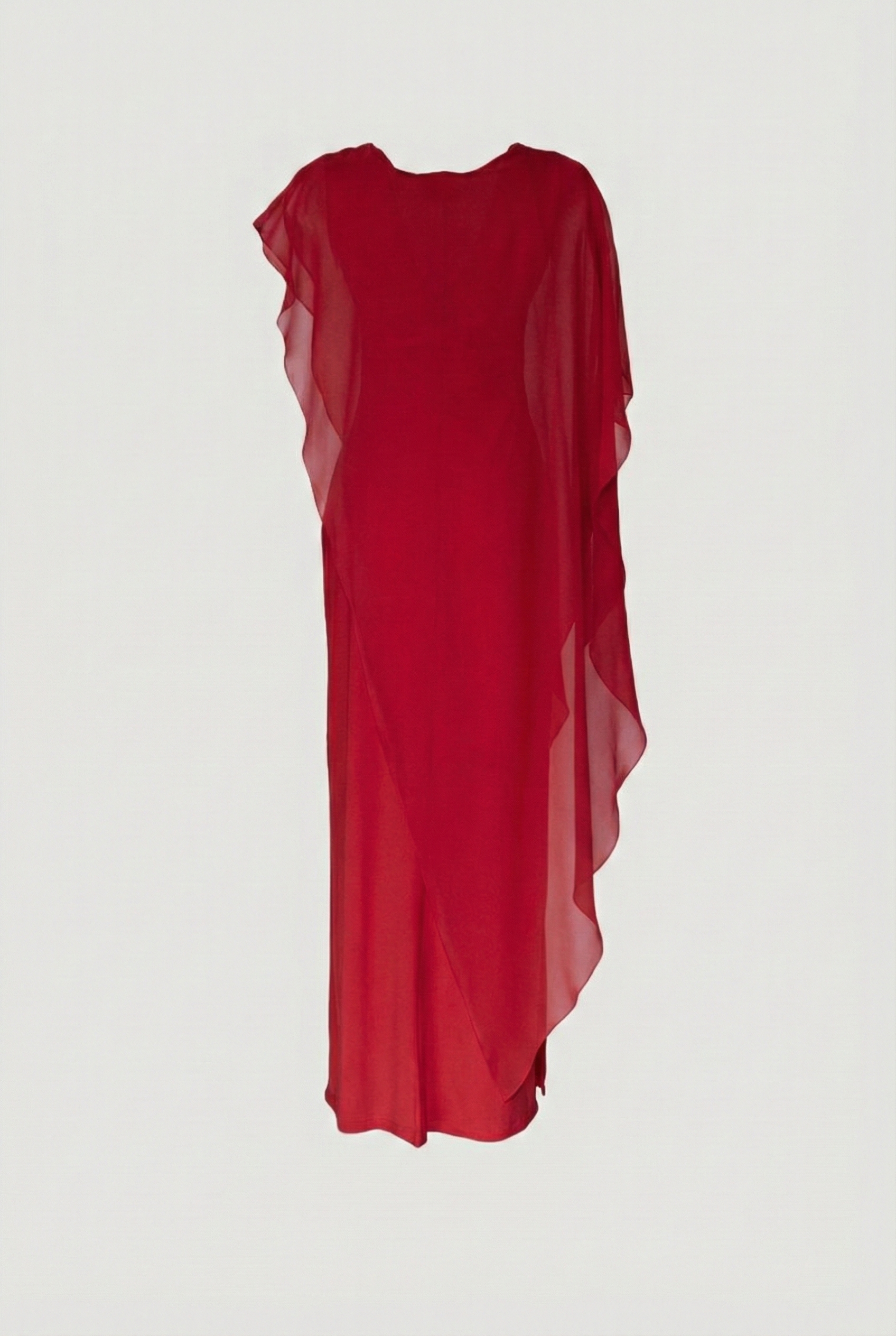 Limsa Club Celeste Kaftan Maxi Chiffon Dress in Red — product still life