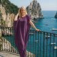 Limsa Club Celeste Kaftan Maxi Chiffon Dress in Purple — side view