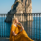 Limsa Club Celeste Kaftan Maxi Chiffon Dress in Yellow — side view