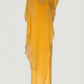 Limsa Club Celeste Kaftan Maxi Chiffon Dress in Yellow — front view