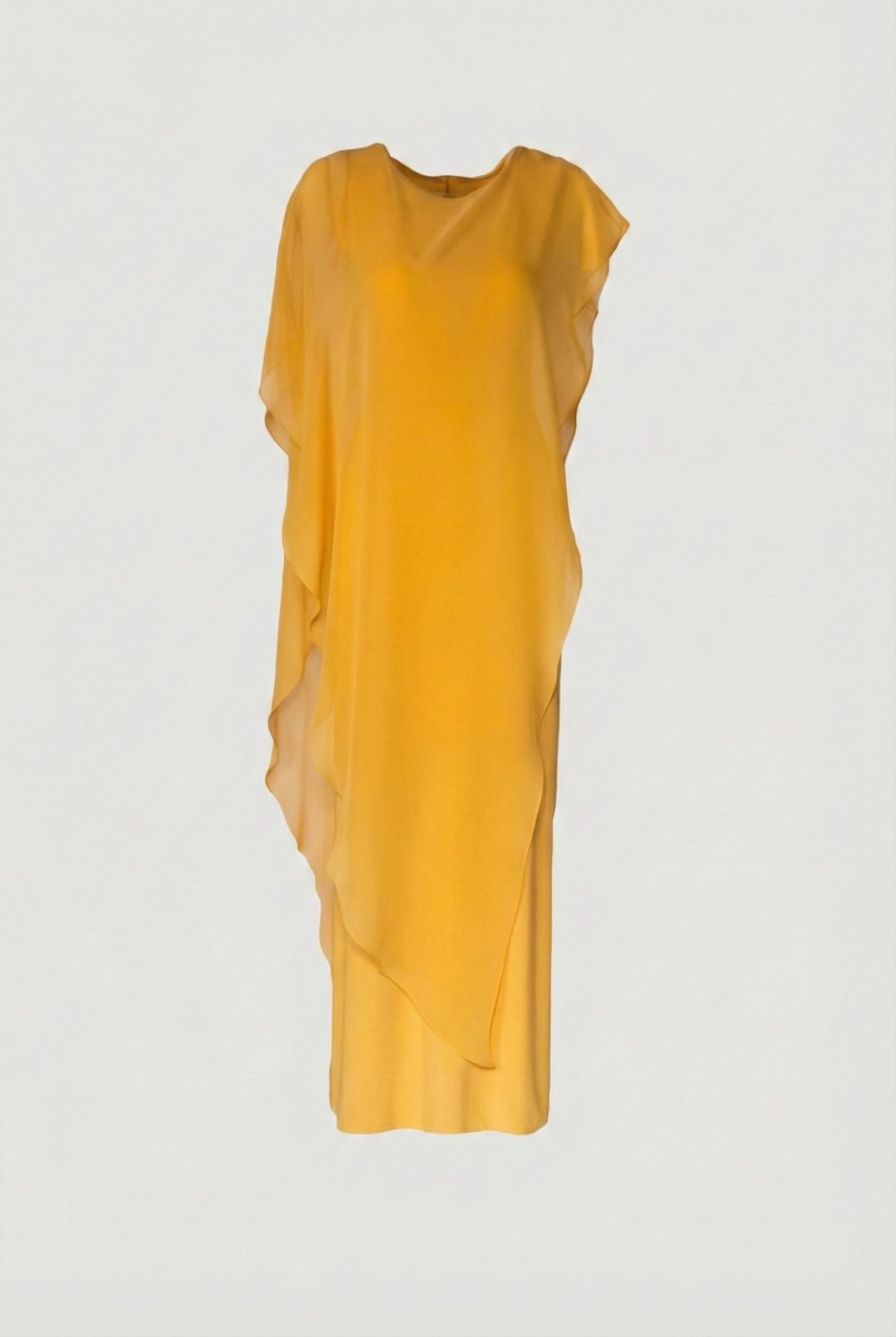 Limsa Club Celeste Kaftan Maxi Chiffon Dress in Yellow — front view