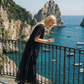 Limsa Club Celeste Kaftan Maxi Chiffon Dress in Black — side view