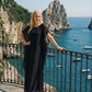Limsa Club Celeste Kaftan Maxi Chiffon Dress in Black — back view