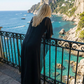 Limsa Club Celeste Kaftan Maxi Chiffon Dress in Black — detail view