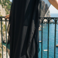 Limsa Club Celeste Kaftan Maxi Chiffon Dress in Black — full-length view