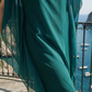 Limsa Club Celeste Kaftan Maxi Chiffon Dress in Green — full-length view