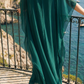 Limsa Club Celeste Kaftan Maxi Chiffon Dress in Green — close-up detail