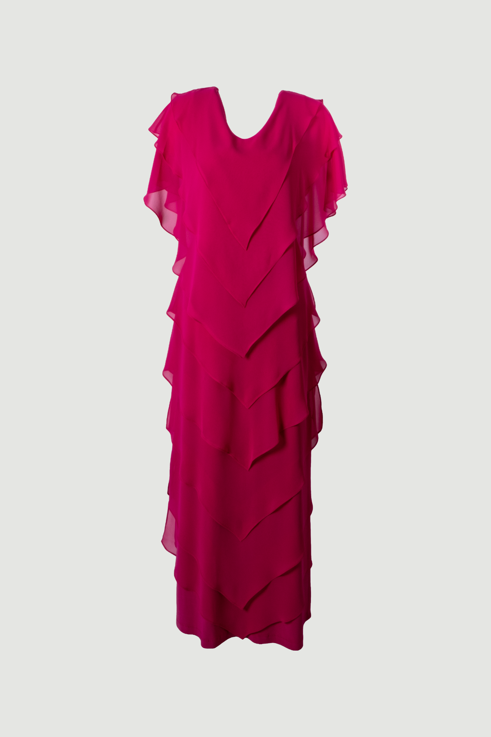 Samara Dress - Asymmetric Long Evening Gown with Cape Detail