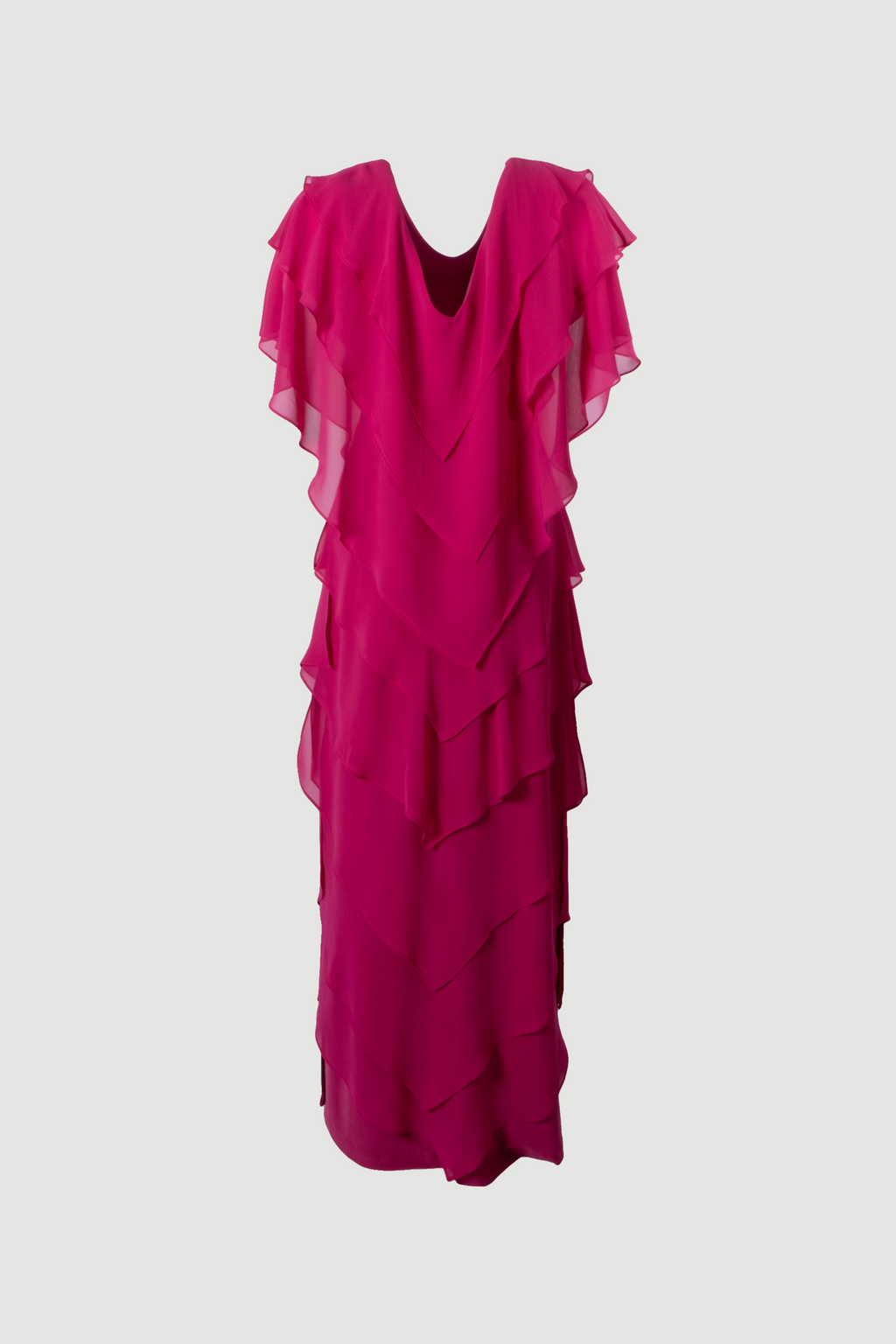 Samara Dress - Asymmetric Long Evening Gown with Cape Detail