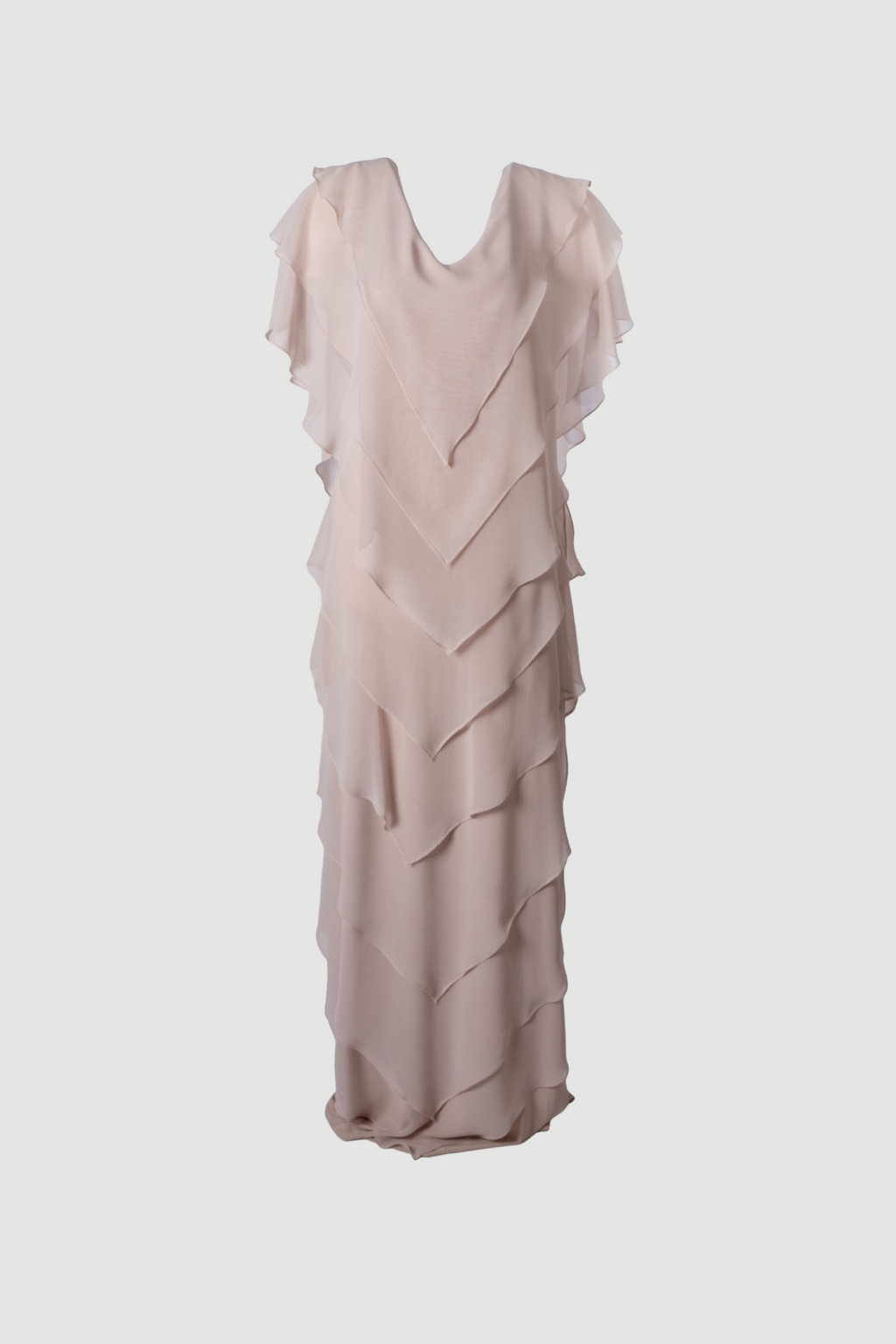 Samara Dress - Asymmetric Long Evening Gown with Cape Detail