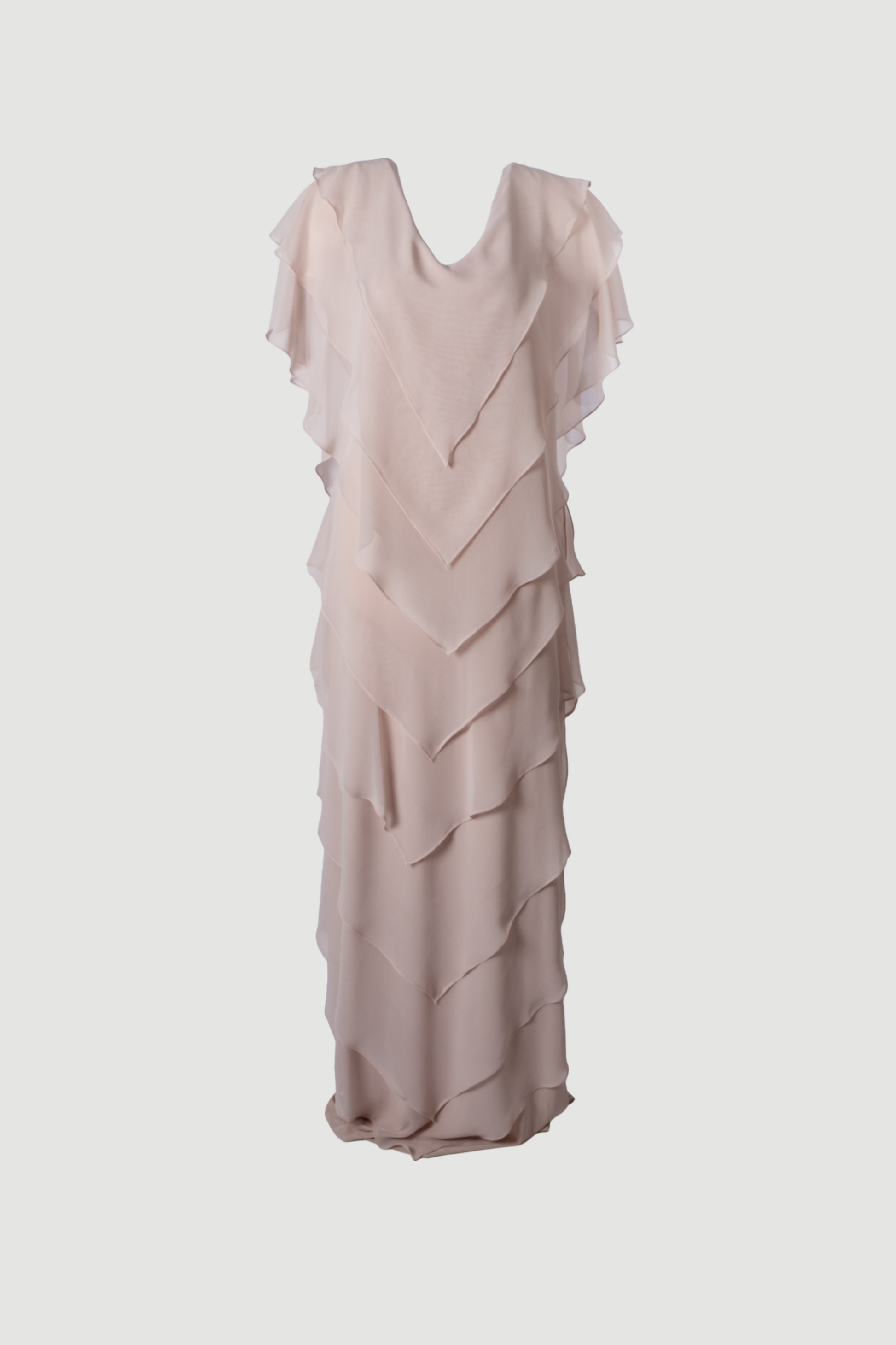 Limsa Club Samara Cape Evening Gown in Mink — front view