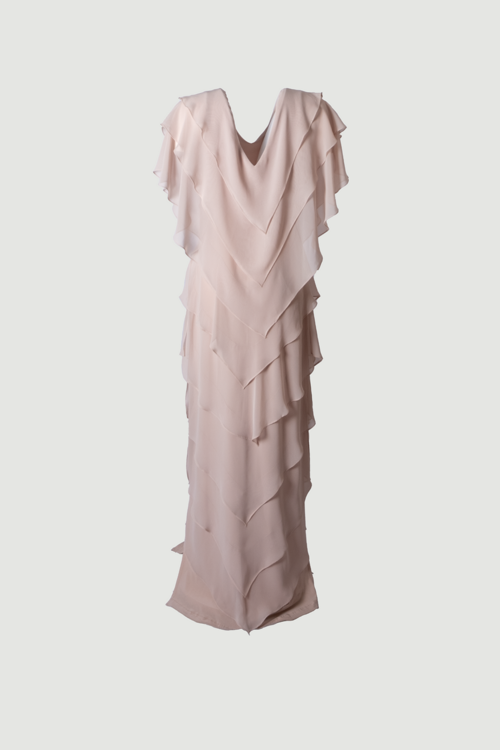 Samara Dress - Asymmetric Long Evening Gown with Cape Detail