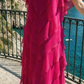 Limsa Club Samara Cape Evening Gown in Fuchsia — full-length view