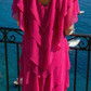 Limsa Club Samara Cape Evening Gown in Fuchsia — close-up detail