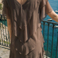 Limsa Club Samara Cape Evening Gown in Brown — close-up detail