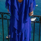 Limsa Club Samara Cape Evening Gown in Sax Blue — close-up detail