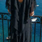 Limsa Club Samara Cape Evening Gown in Black — close-up detail