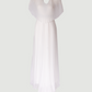 Limsa Club Solena V-Neck Cape Evening Dress in Bone — front view