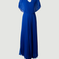 Limsa Club Solena V-Neck Cape Evening Dress in Sax Blue — front view