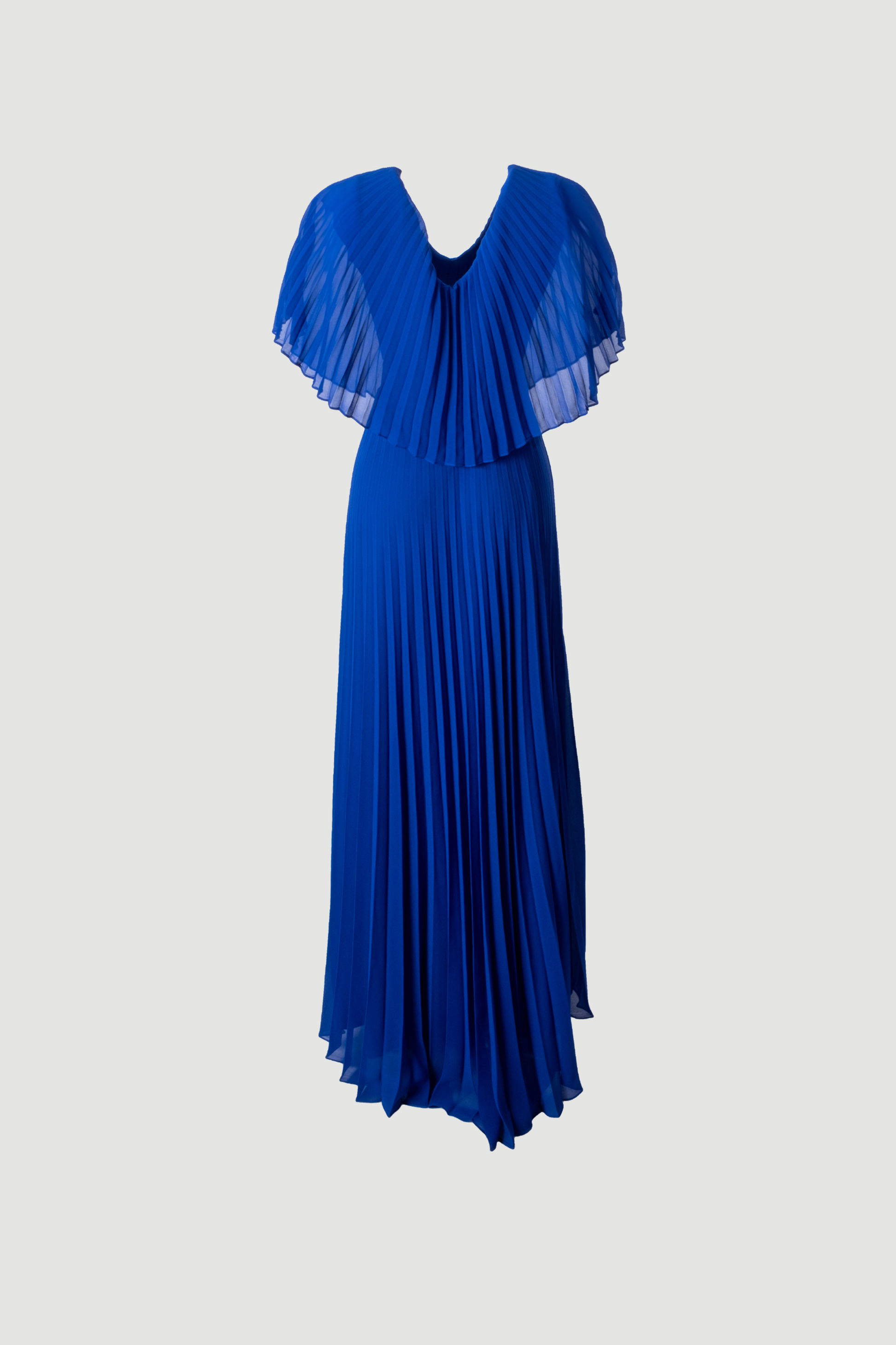 Limsa Club Solena V-Neck Cape Evening Dress in Sax Blue — side view