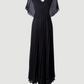 Limsa Club Solena V-Neck Cape Evening Dress in Black — front view