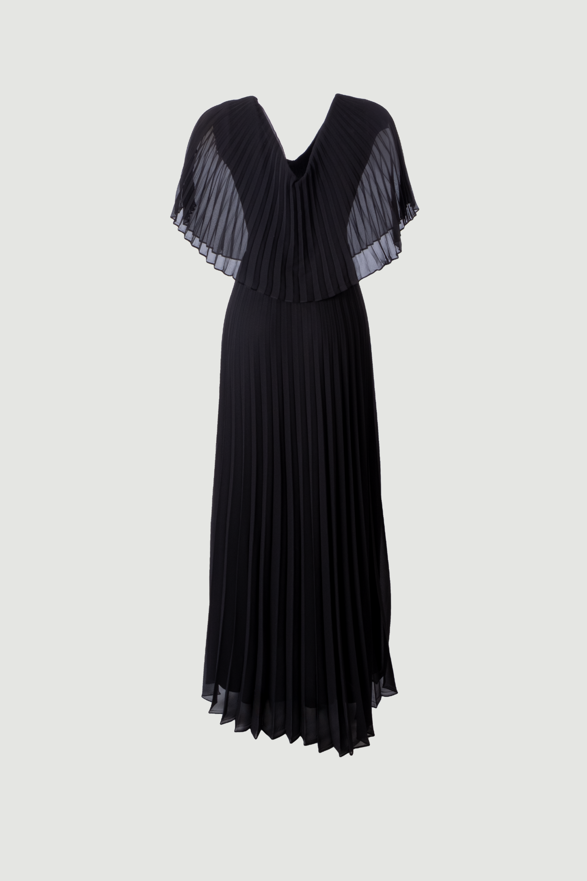 Limsa Club Solena V-Neck Cape Evening Dress in Black — side view