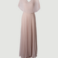 Limsa Club Solena V-Neck Cape Evening Dress in Mink — front view